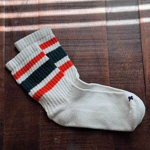 Imogene + Willie x American Trench Retro Crew Socks | Green & Orange Stripe